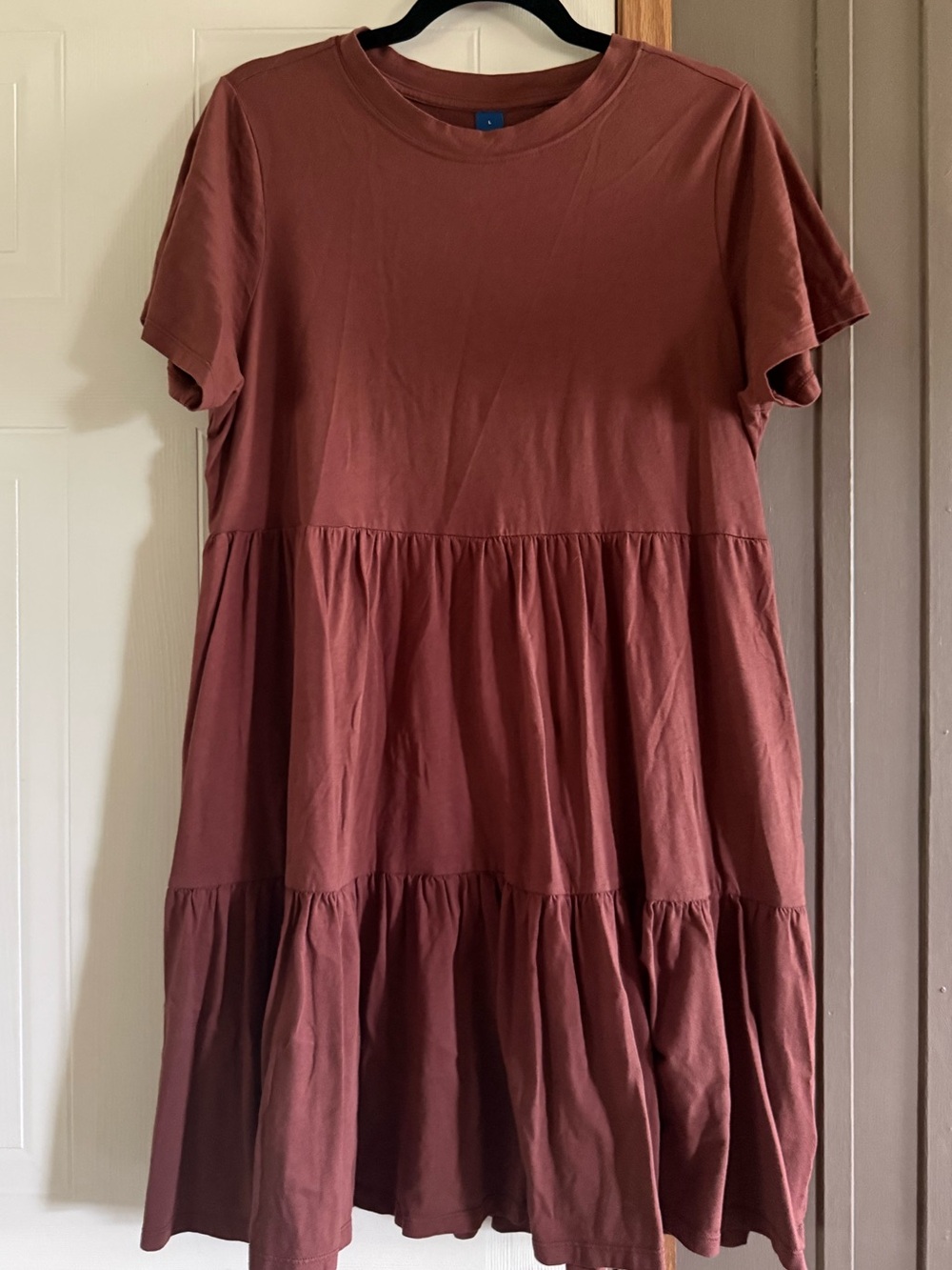 Old Navy Brown Tiered Short-Sleeve Dress